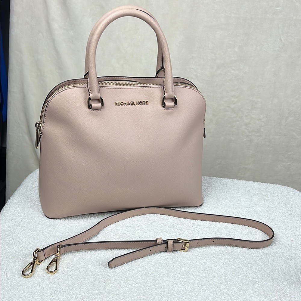 Michael Kors Dome Satchel Blush Pink Leather W/ Strap $378